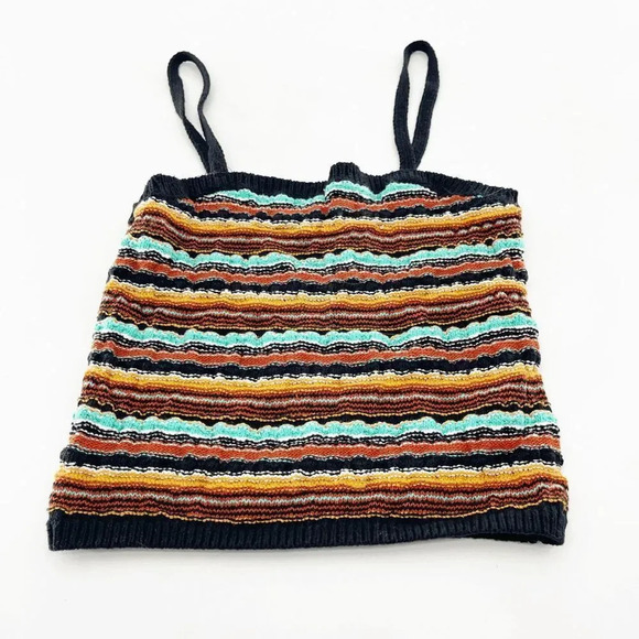 Forever 21 Striped Tank Top Women's Size‎ M Brown Blue Knit Scoop Neck Pullover - Picture 2 of 4